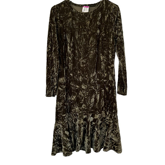 Daniella Faye Modest Green Velvet Long Sleeve Midi Dress Women Size Small - Picture 12 of 14